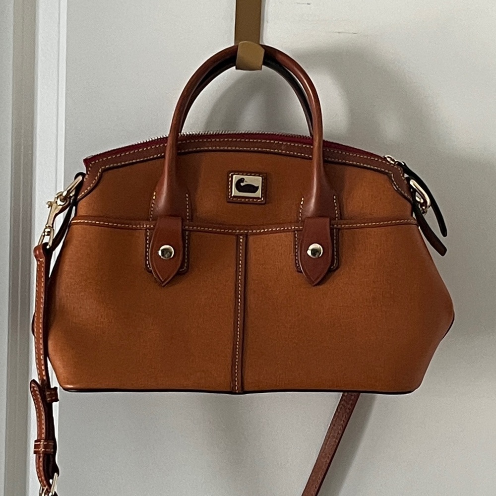 Dooney & Bourke Camden Small Safino Caramel Leather Satchel w Dust Bag